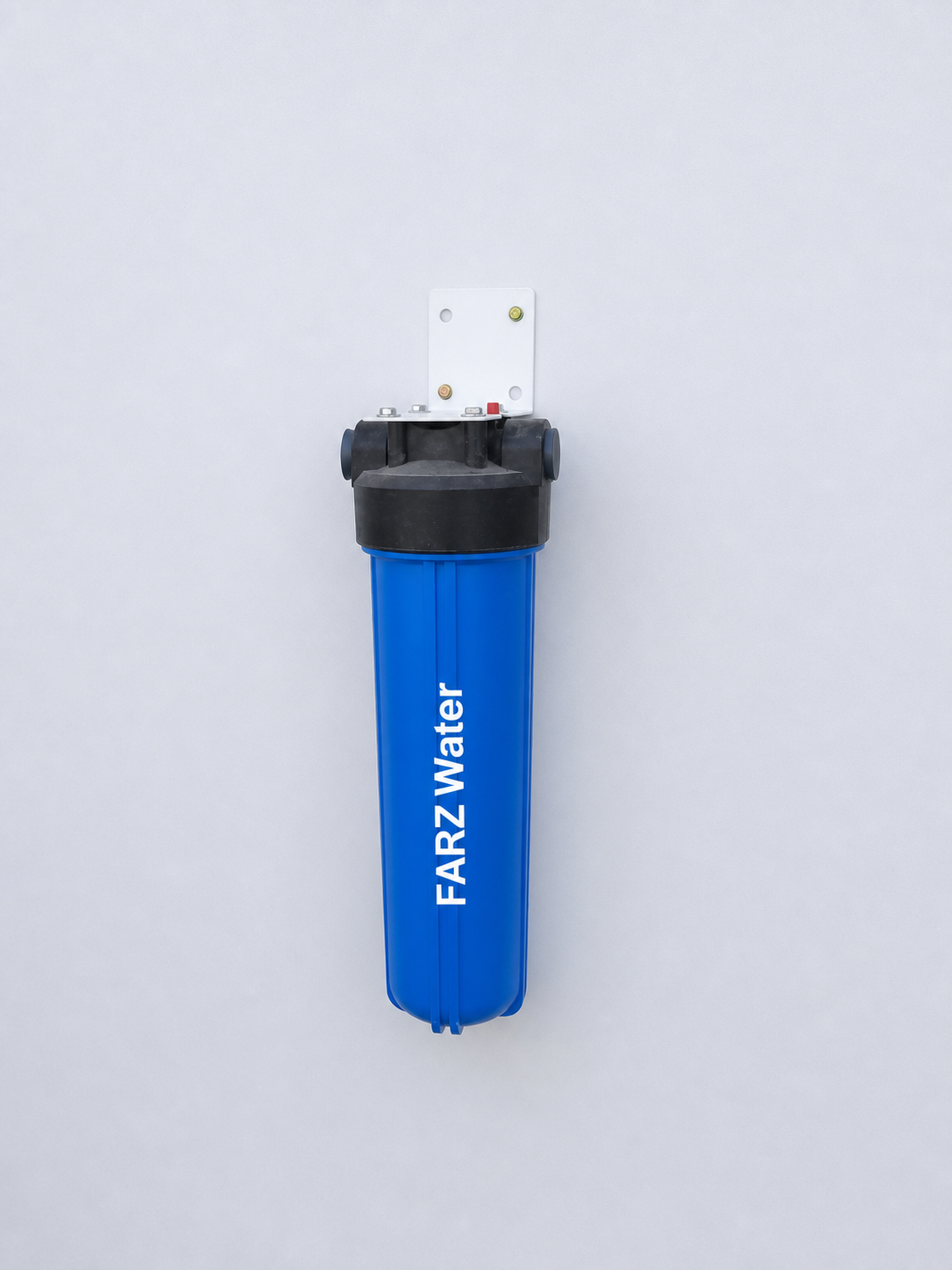 Whole-House Jumbo Sediment Filter by FARZ Water Oman - wall-mounted blue filter housing