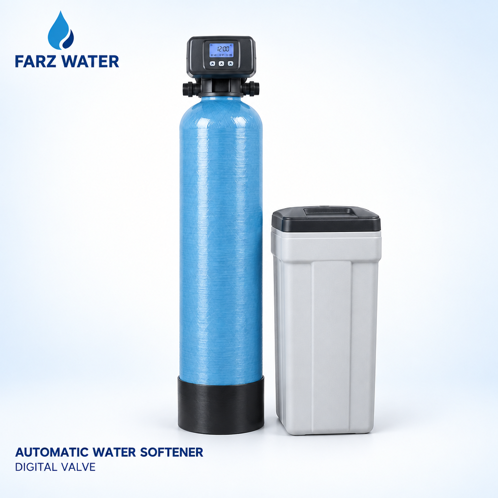 Automatic water softener with digital valve in Oman by FARZ Water