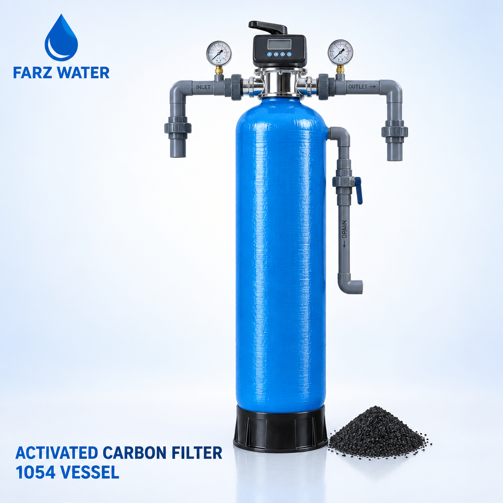 Activated carbon filter Oman 1054 FRP vessel with backwash valve from FARZ Water