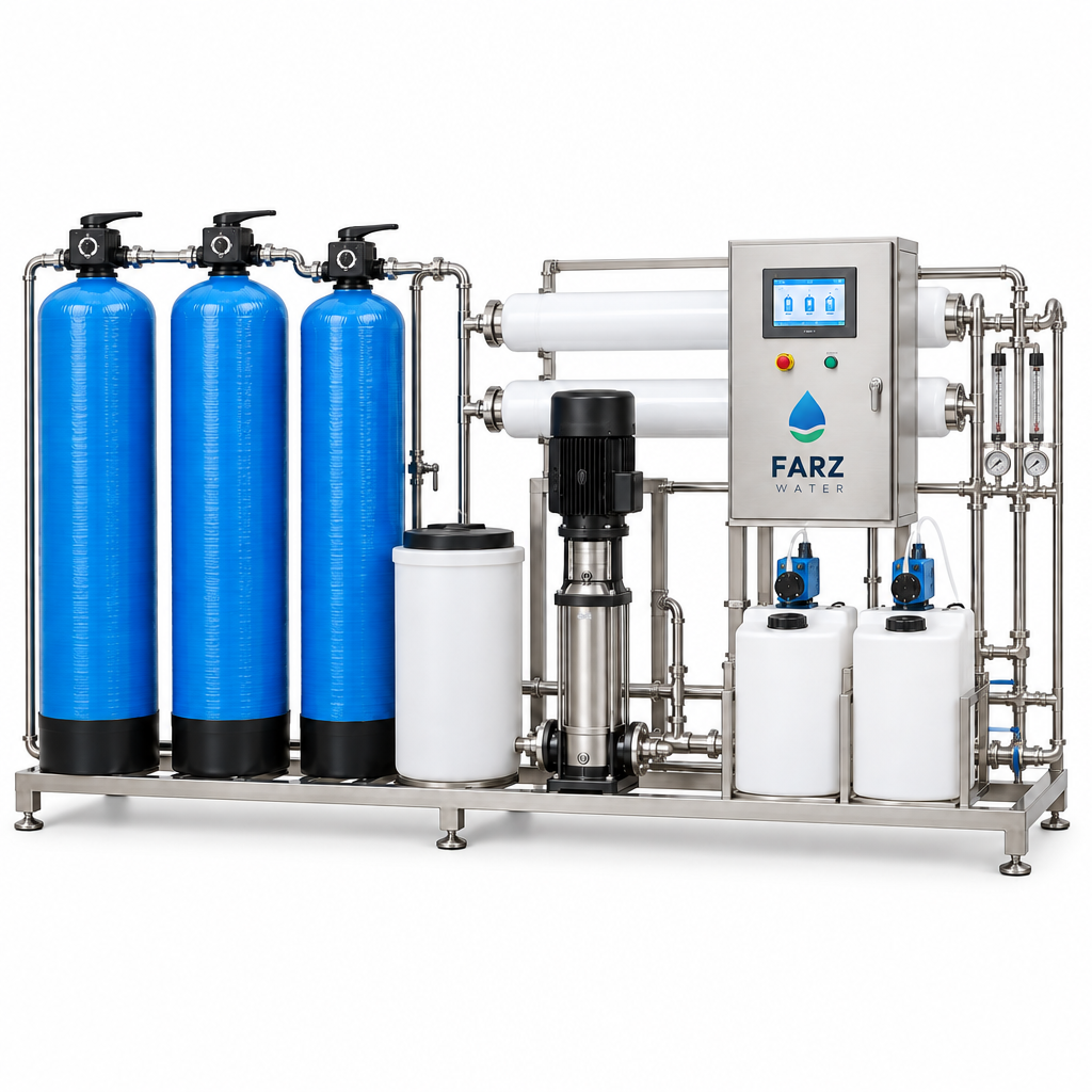 Industrial Water Treatment Plant with RO softener and dosing skid from FARZ Water Oman