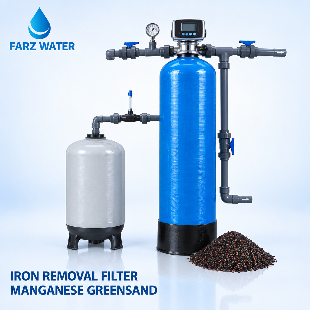 Iron removal filter Oman - manganese greensand filter with aeration from FARZ Water