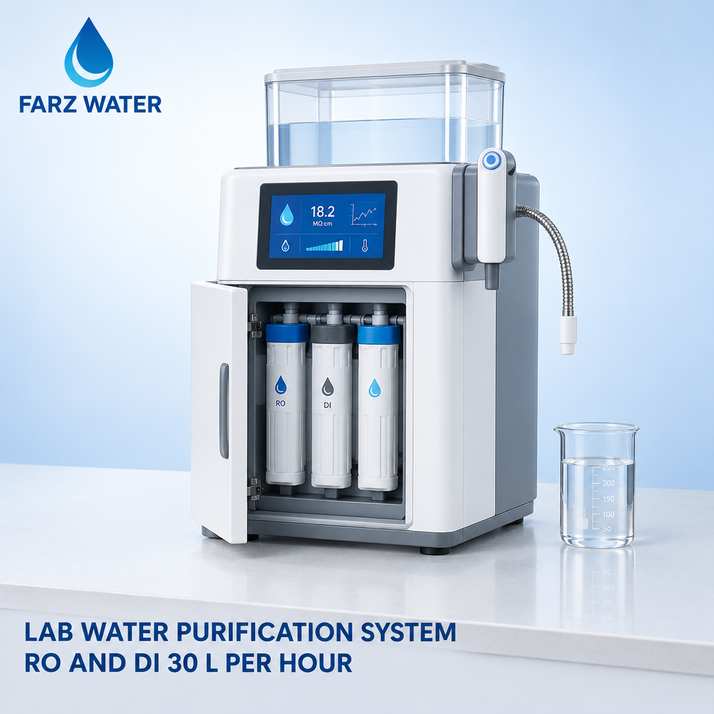 Laboratory water purification system Oman - 30 L per hour RO and DI lab unit from FARZ Water
