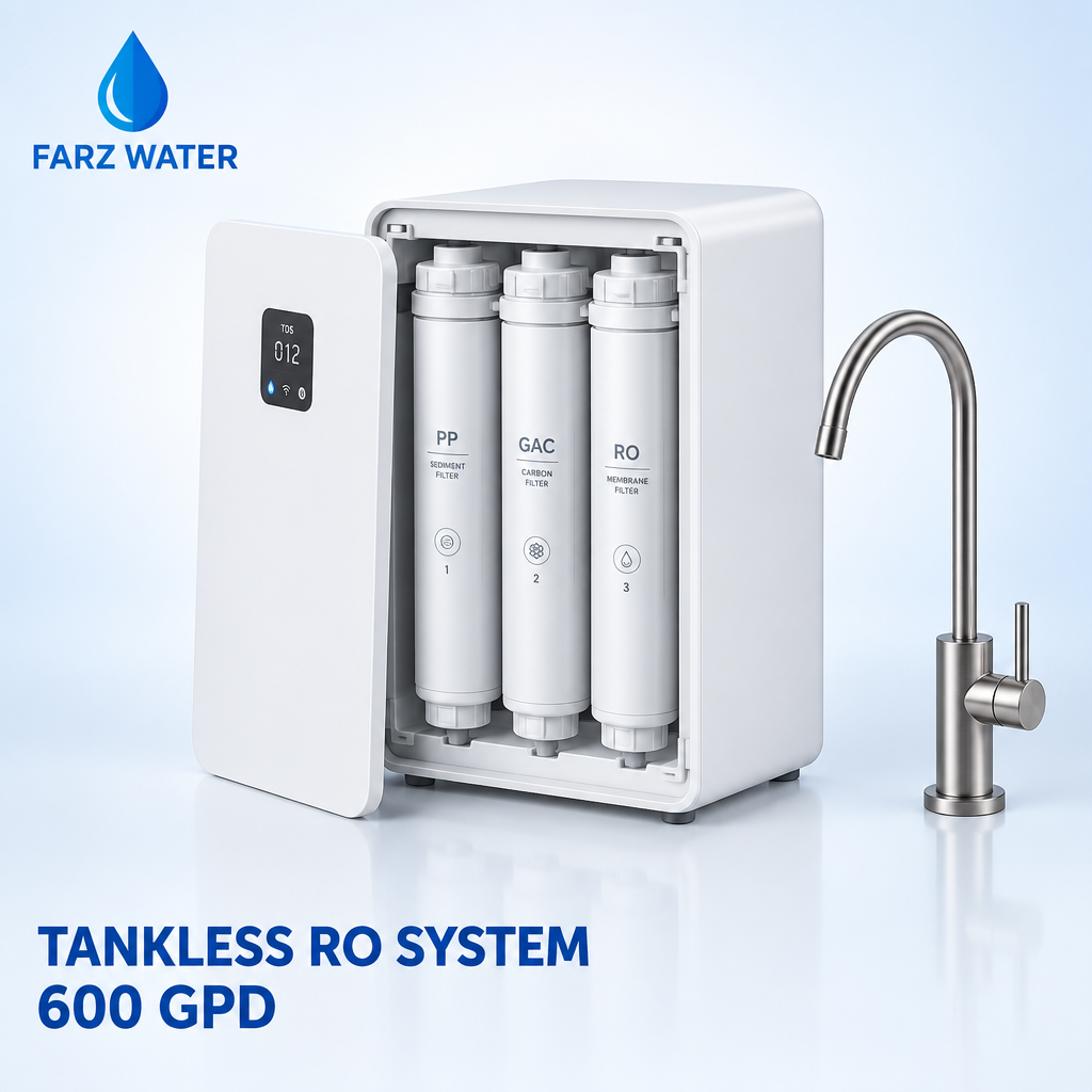 Tankless RO system Oman 600 GPD under-sink purifier from FARZ Water