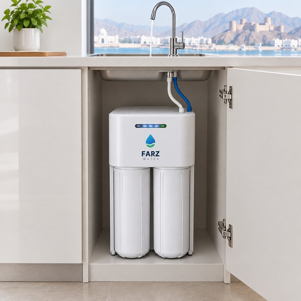 600G High-Flow RO System direct-drink purifier in a kitchen in Muscat, Oman – Farz Water