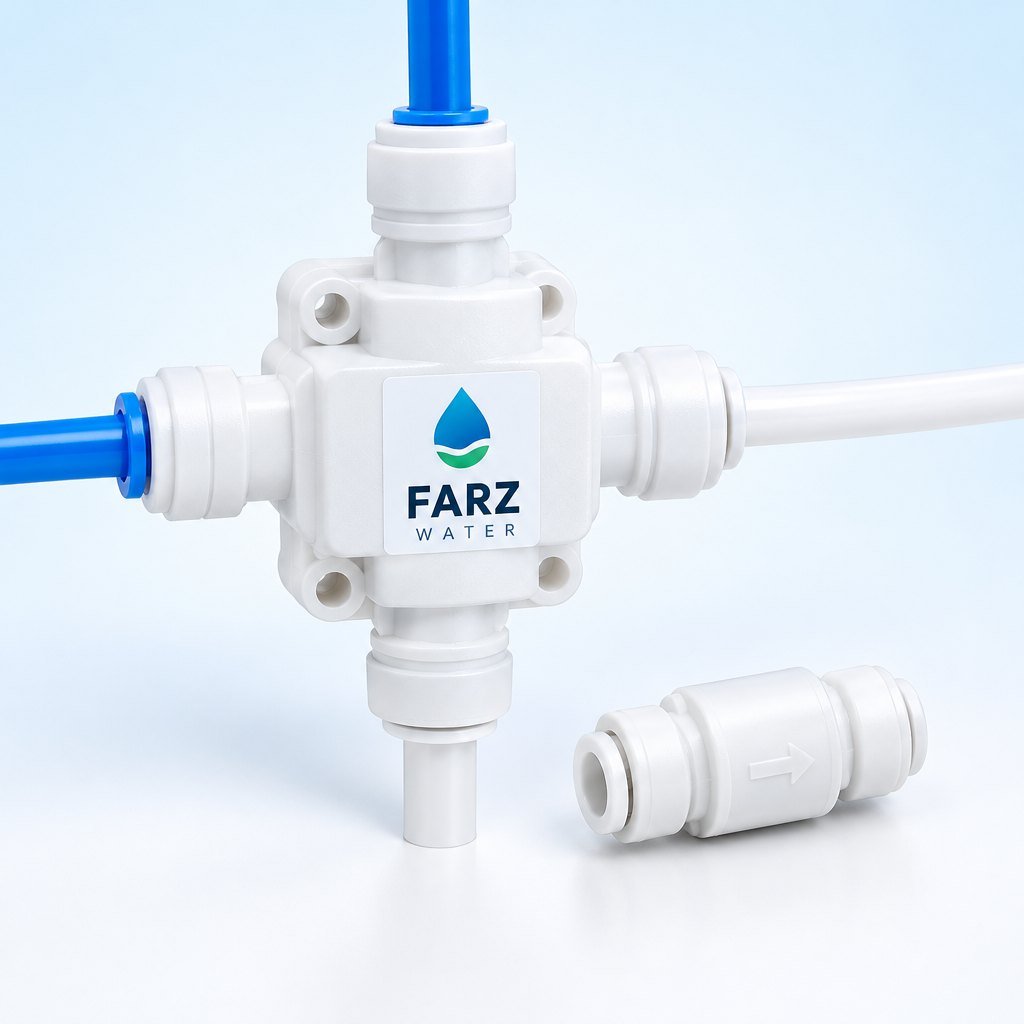 Automatic Shut-Off Valve for RO 4-way with tubing – Farz Water Oman