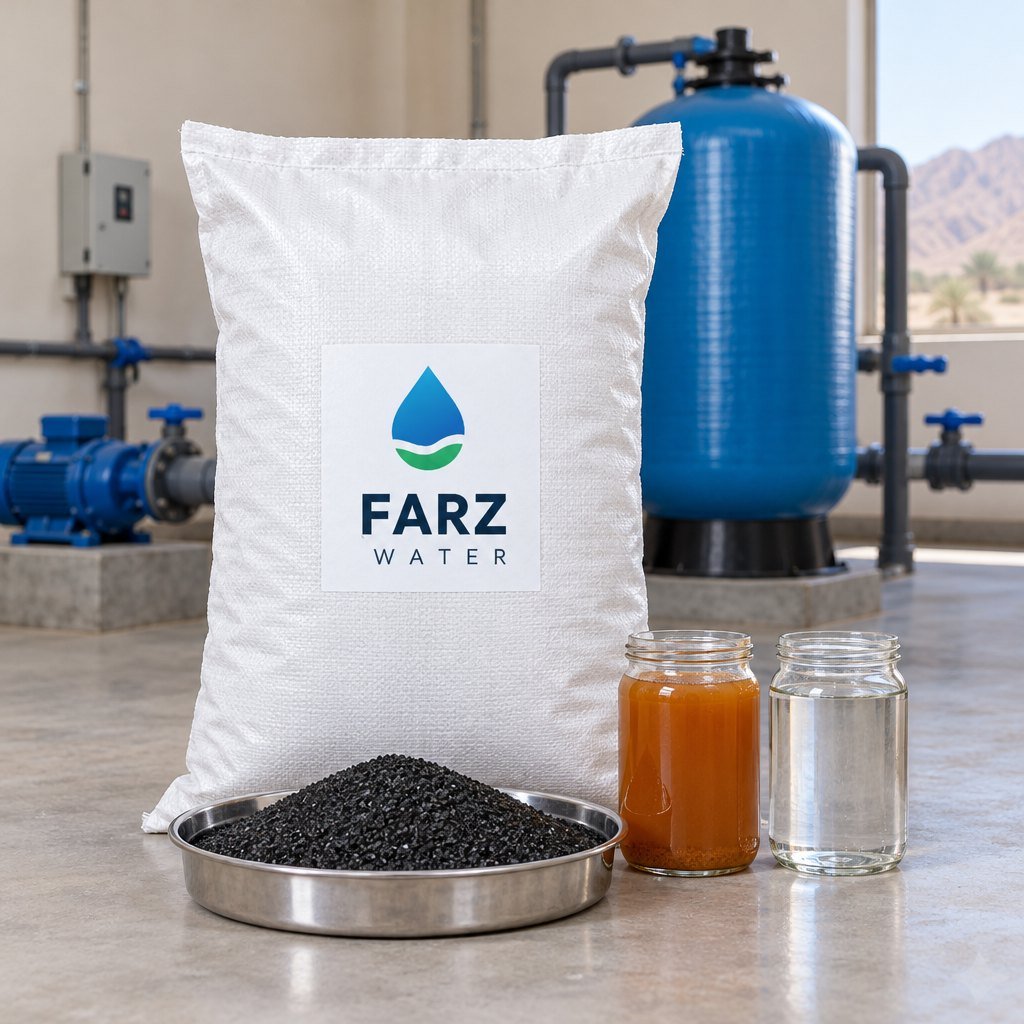 Birm Iron Removal Media 25 kg bag with black granules – Farz Water Oman