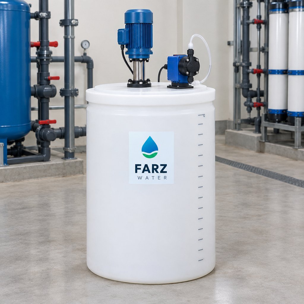 Dosing Tank 100 Litre with electric stirrer and dosing pump – Farz Water Oman