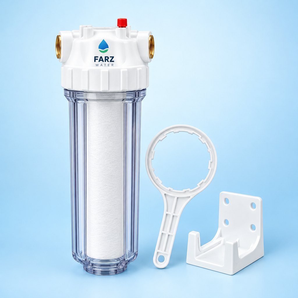 Filter Housing 10 inch Clear with sediment cartridge and wrench – Farz Water Oman