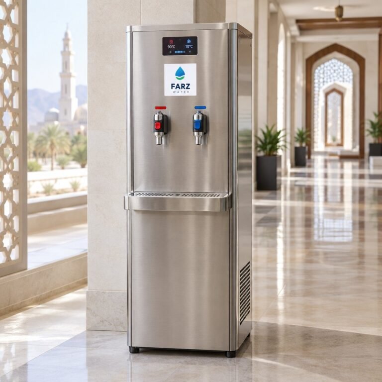 Freestanding Stainless Steel Hot/Cold Water Purifier in an office in Muscat, Oman – Farz Water