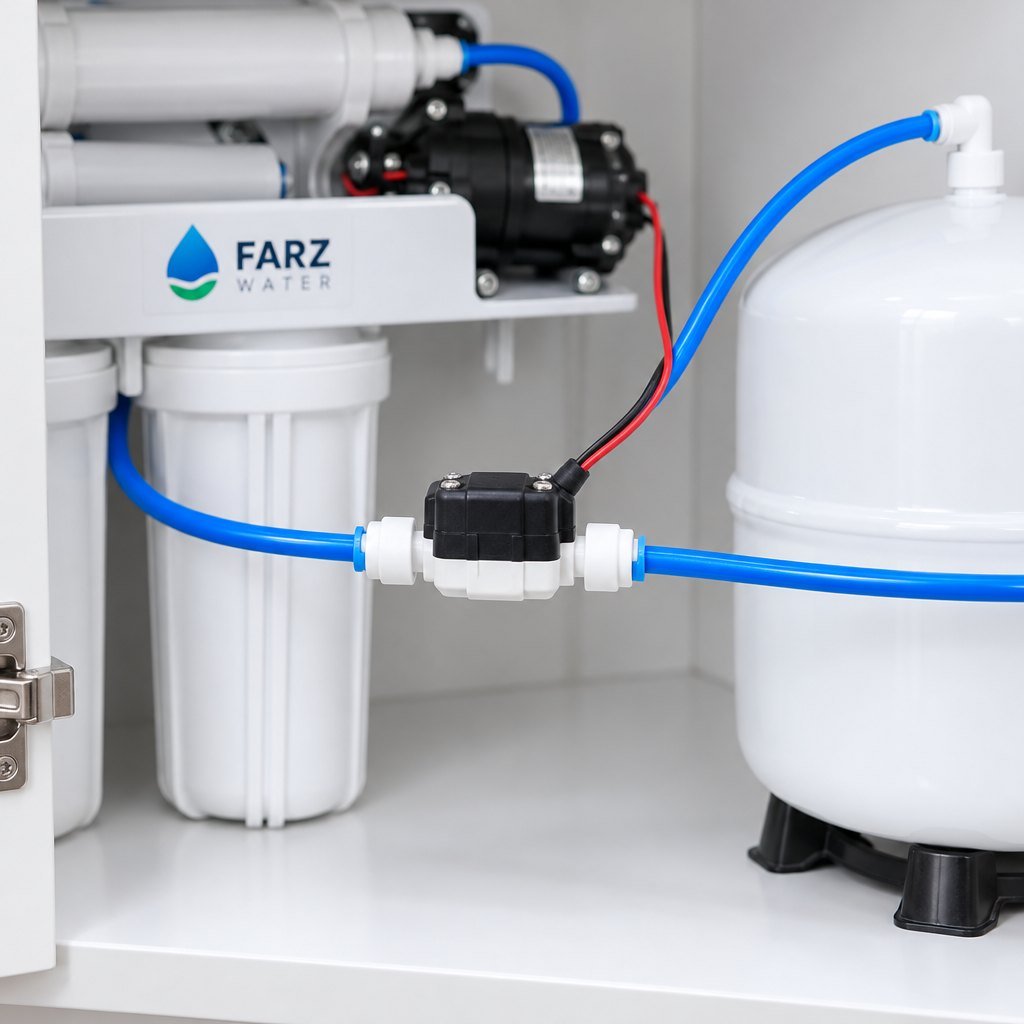 High Pressure Switch RO installed on an RO system tubing – Farz Water Oman