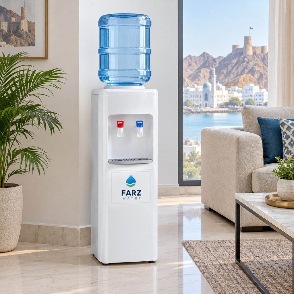Hot and Cold Water Dispenser with 5-gallon bottle in a home in Muscat, Oman – Farz Water