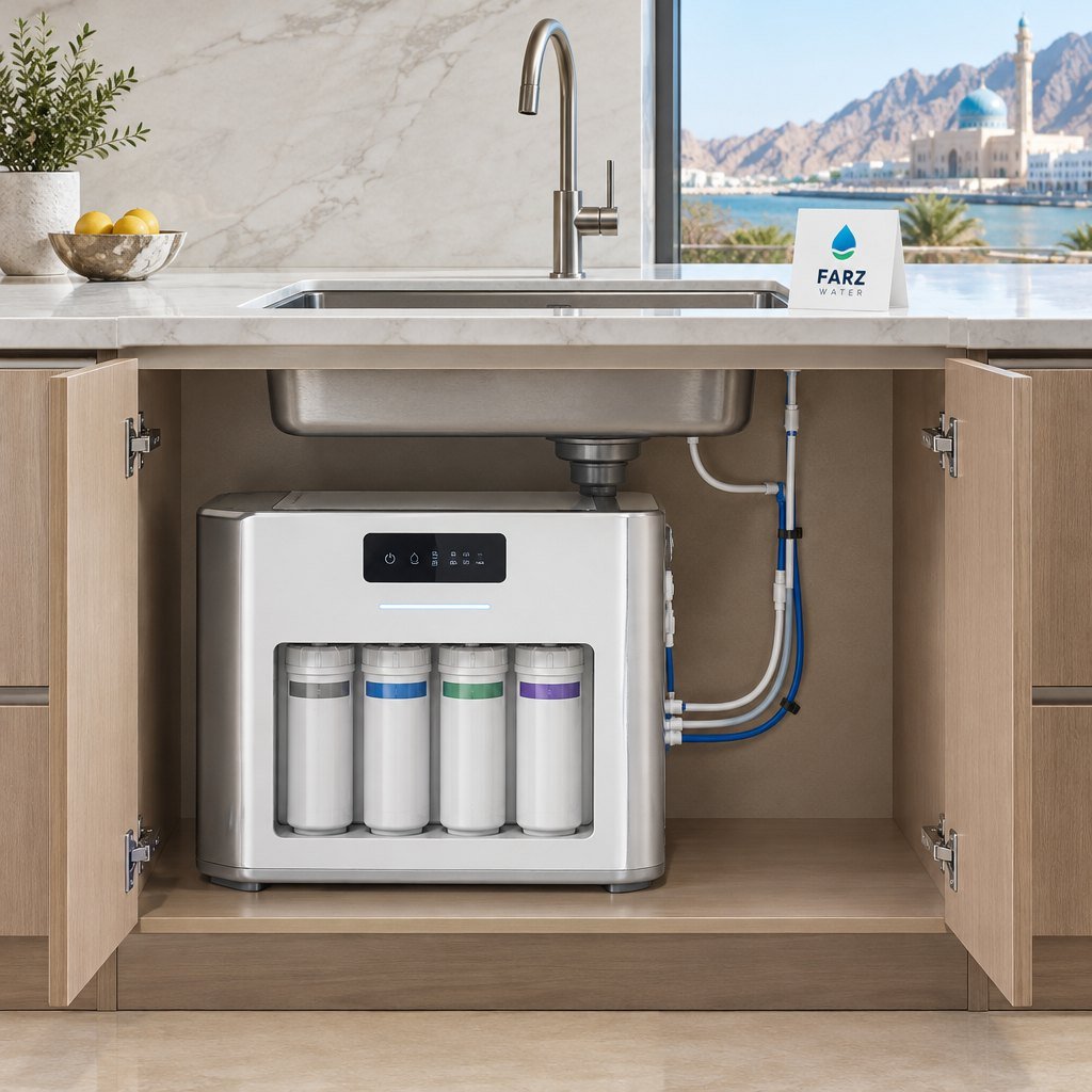 Nobana 1200GPD RO System under-sink purifier in a large kitchen in Oman – Farz Water