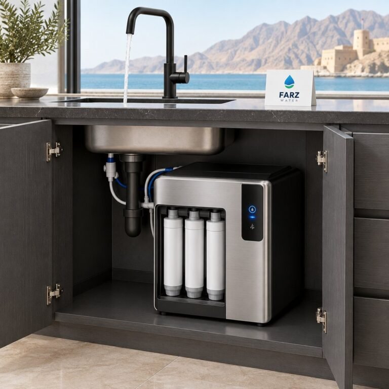 Nobana Self-Cleaning RO System under a kitchen sink in Muscat, Oman – Farz Water
