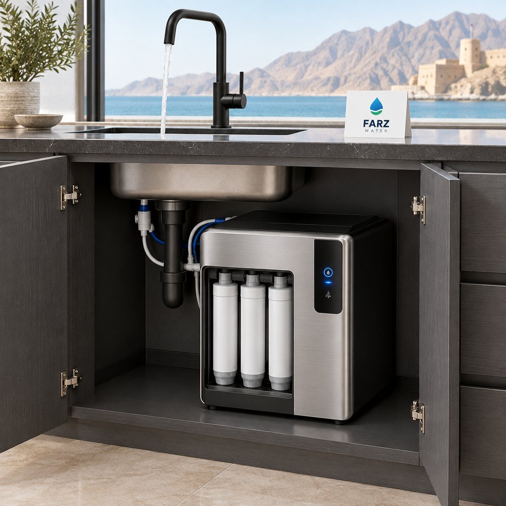 Nobana Self-Cleaning RO System under a kitchen sink in Muscat, Oman – Farz Water