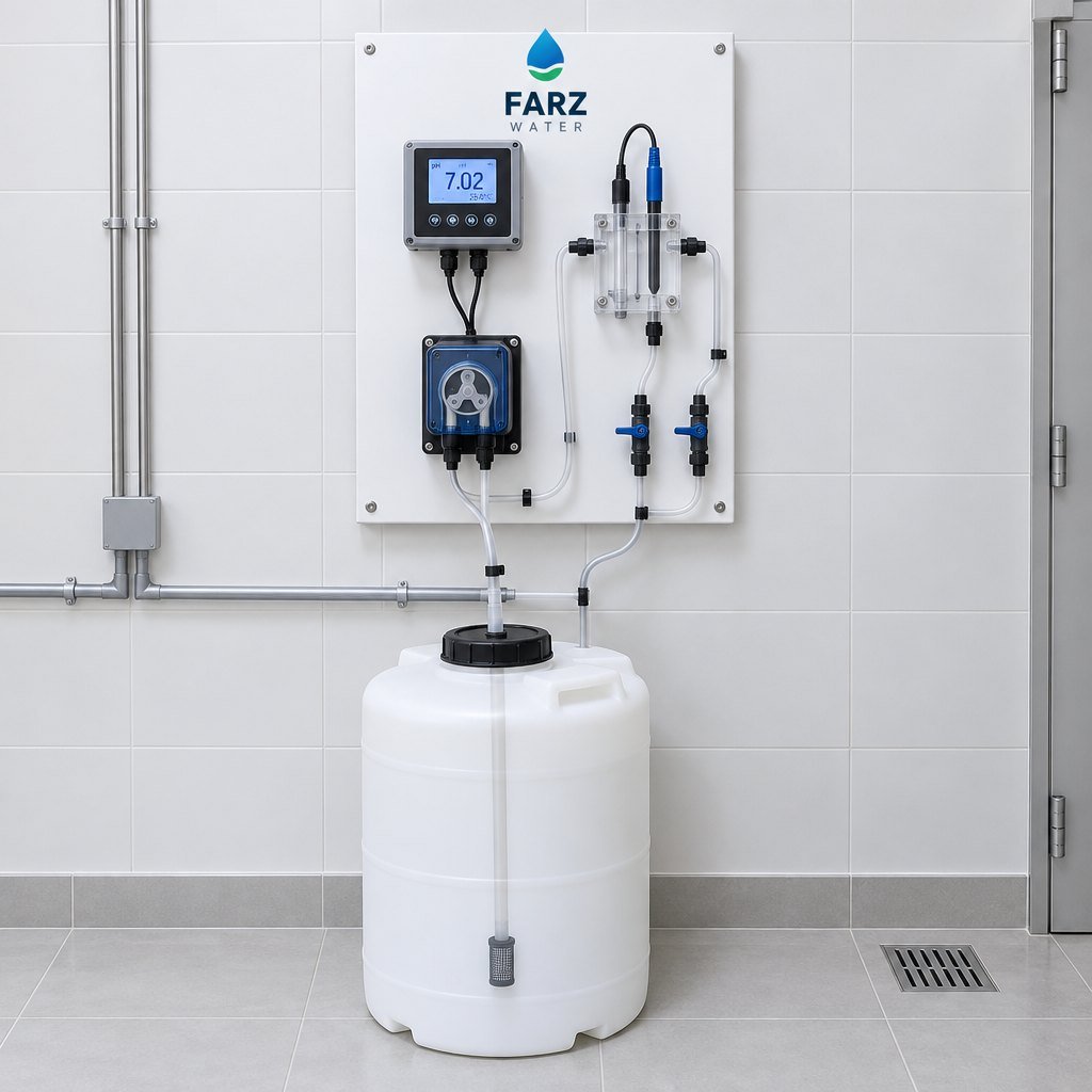 pH Correction Dosing System with controller, pump and tank in Oman – Farz Water