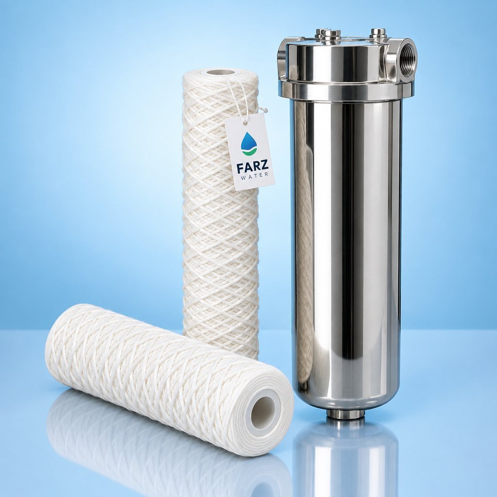 String Wound Filter Cartridge with stainless steel housing – Farz Water Oman