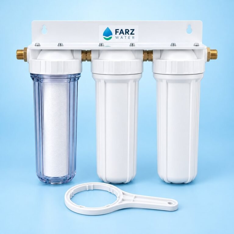 Triple Filter Housing Set 10 inch on a steel bracket – Farz Water Oman